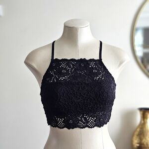🖤 Aerie Black Lace Halter Bralette Racerback | Size S/P